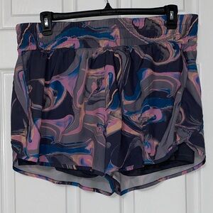Avia Women's Athletic Shorts - Pink and Blue Swirl